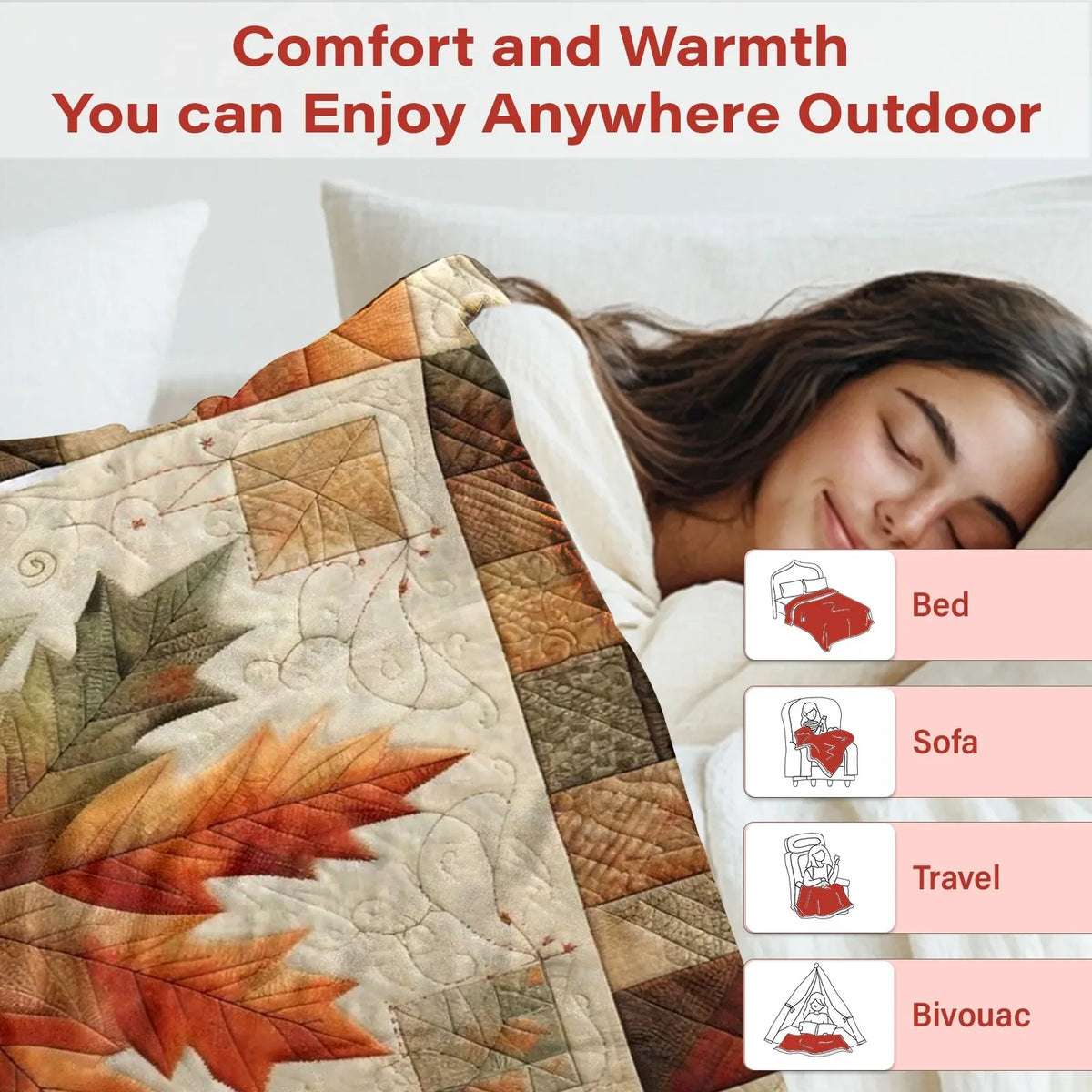 1pc, Maple Leaf, Flannel Blanket Soft, Warm, Autumn Style Printed Pattern, for Sofa, Bed, Living Room, AllSeason Use, Halloween | Christmas | Room Decor | Fall Decorations for Home, 280gsm