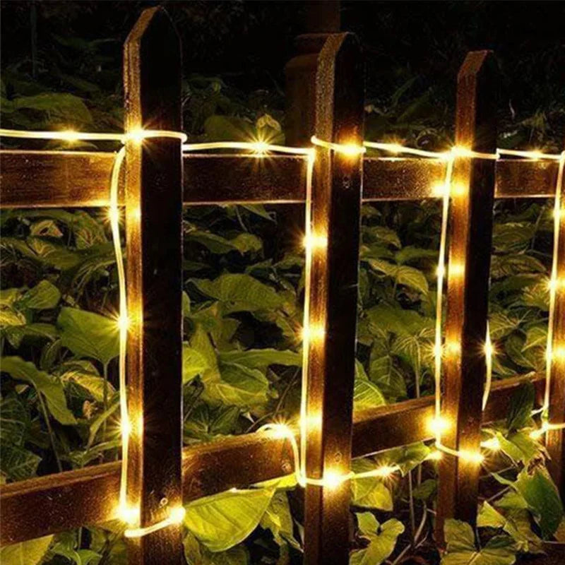 33ft Solar- Outdoor String Lights with 100 LEDs - Solar Rope Lights for Garden, Yard, Tree, Party, Wedding, Christmas, Halloween - Warm White/Cold White/Rainbow Color Changing ( -in Adapter Compatible, -like, No
