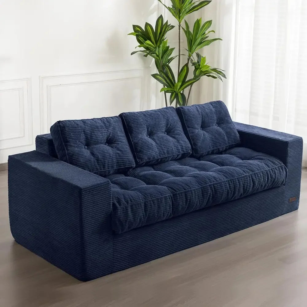 Upholstered Sofa With Tufted Cushions, Modern Living Room Couch