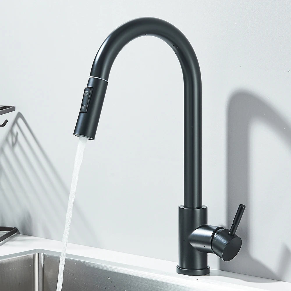 Pull Out Kitchen Sink Faucet Deck Mounted Stream Sprayer Kitchen Mixer Tap Bathroom Kitchen Hot Cold Tap