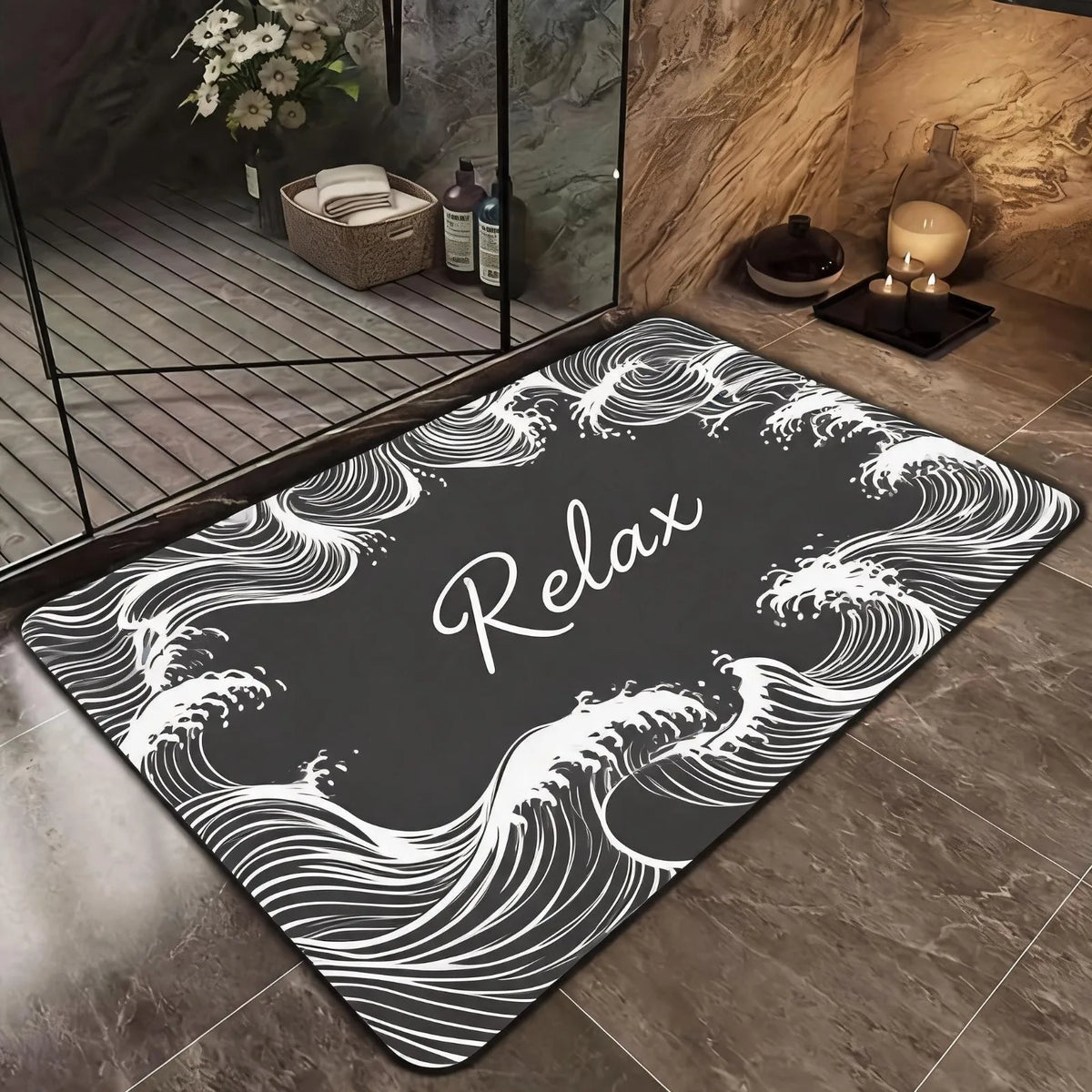 Soft Diatomaceous Earth Bath Mat - Non-slip, Quick Drying,, Geometric Pattern, Hand Washable, Suitable for Bathroom, Entrance, Kitchen, Perfect Home Decor