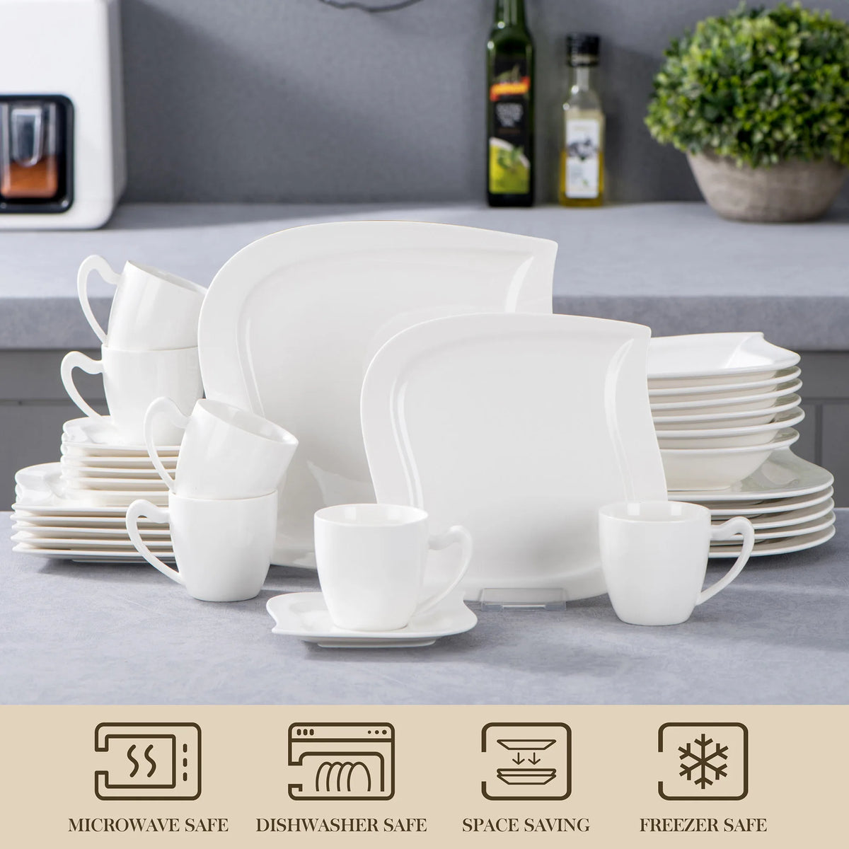 Malacasa Elegant Porcelain Dinnerware Set For Home And Dining