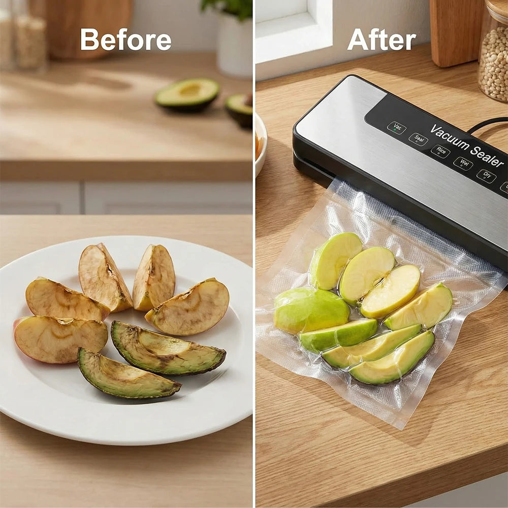 Multi-mode Vacuum Food Sealer Dry Wet Rice Mode Automatic Vacuum Sealing Machine Home Food Storage Vacuum Packer with Vacuum Bags