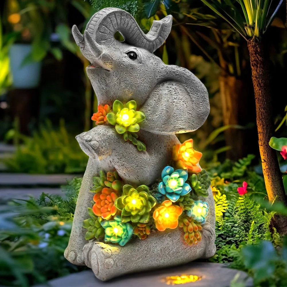 Solar Garden Turtle/Elephant/Dragon Can Statue Light Garden Statue Decor for Outdoor Courtyard Garden Lawn Landscape Decor