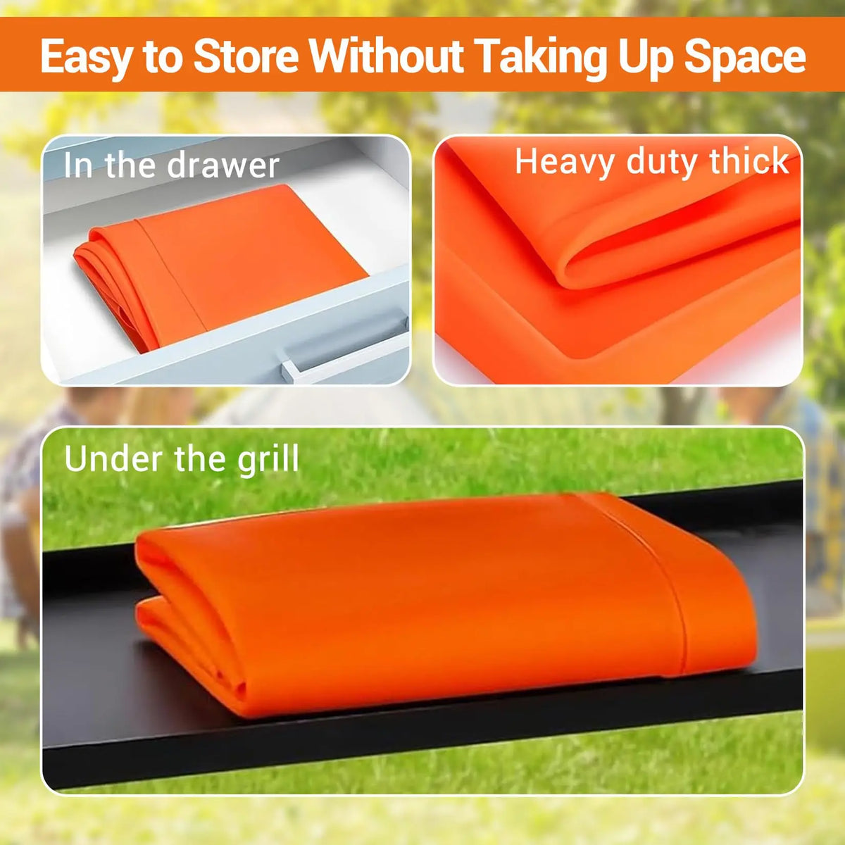 36-Inch Heavy-Duty Silicone Grill Cover - Waterproof, Oil-Resistant, Dirt-Proof with 16-Inch Accessory Lid for Outdoor BBQ Protection