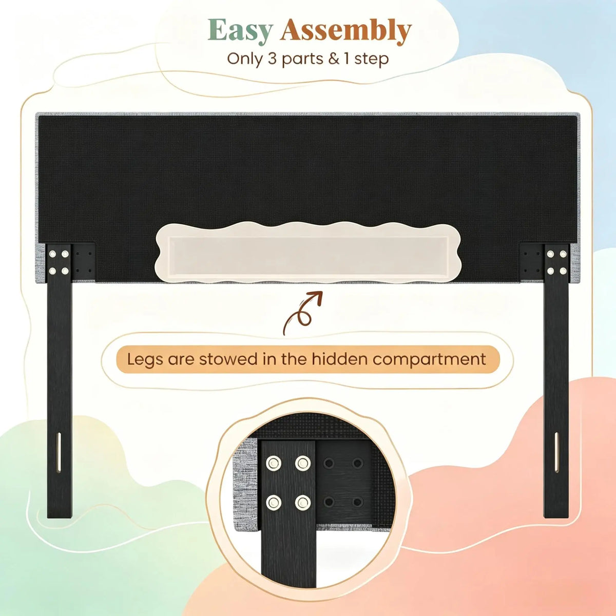 Queen/Full Size Upholstered Headboard Tufted Linen Fabric Bed Frame Mount Panel - Bedroom Furniture Accessory