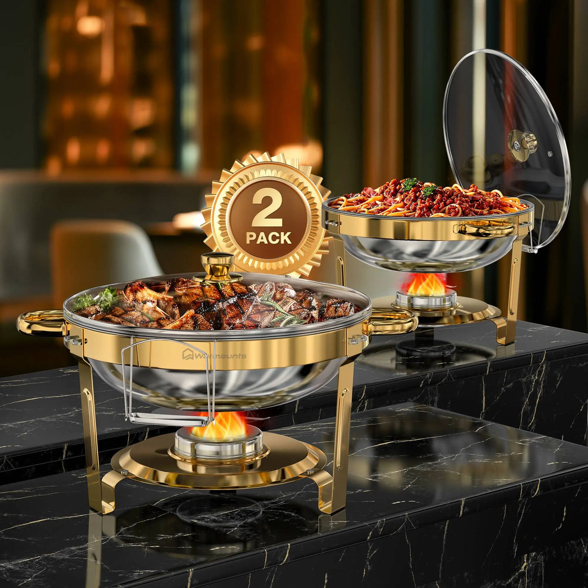 Elegant Chafing Dish Set With Glass Lid For Buffet Parties