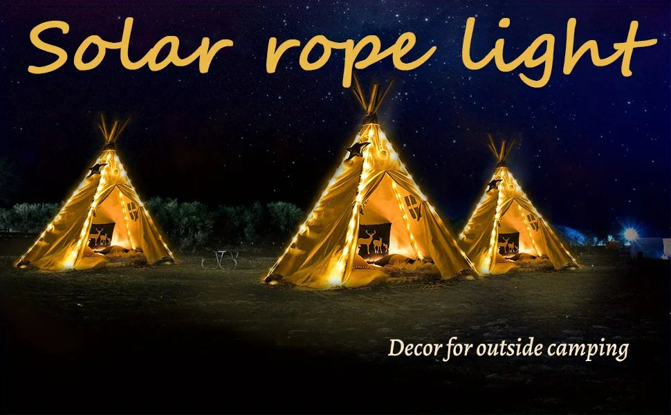 33ft Solar- Outdoor String Lights with 100 LEDs - Solar Rope Lights for Garden, Yard, Tree, Party, Wedding, Christmas, Halloween - Warm White/Cold White/Rainbow Color Changing ( -in Adapter Compatible, -like, No