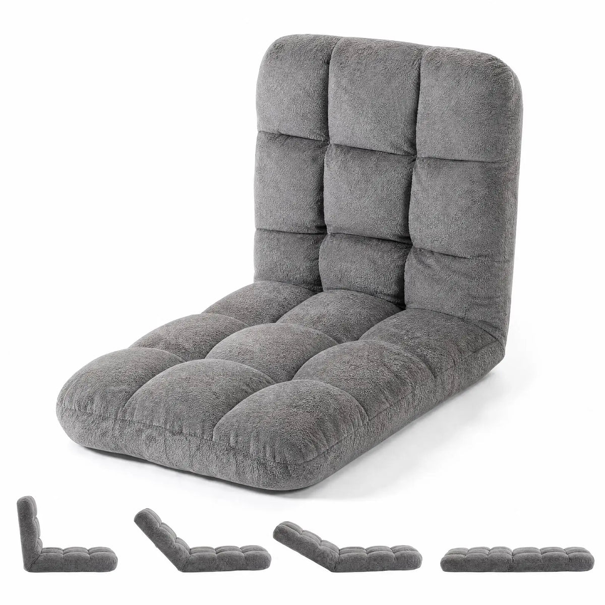 Adjustable Floor Chair With Back Support, 5-Position Foldable Gaming Lounge Chair, Padded Meditation Sofa For Indoor Living Room