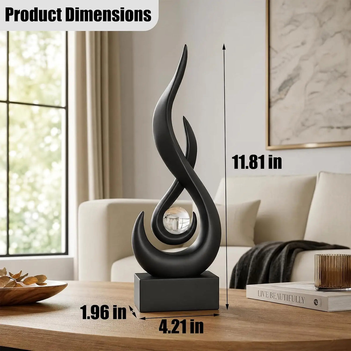 Modern Abstract Golden Flame Home Decor Figurines for Interior Living Room Desk Ceramics Decoration Accessories Statue Sculpture Feng Shui Ornaments