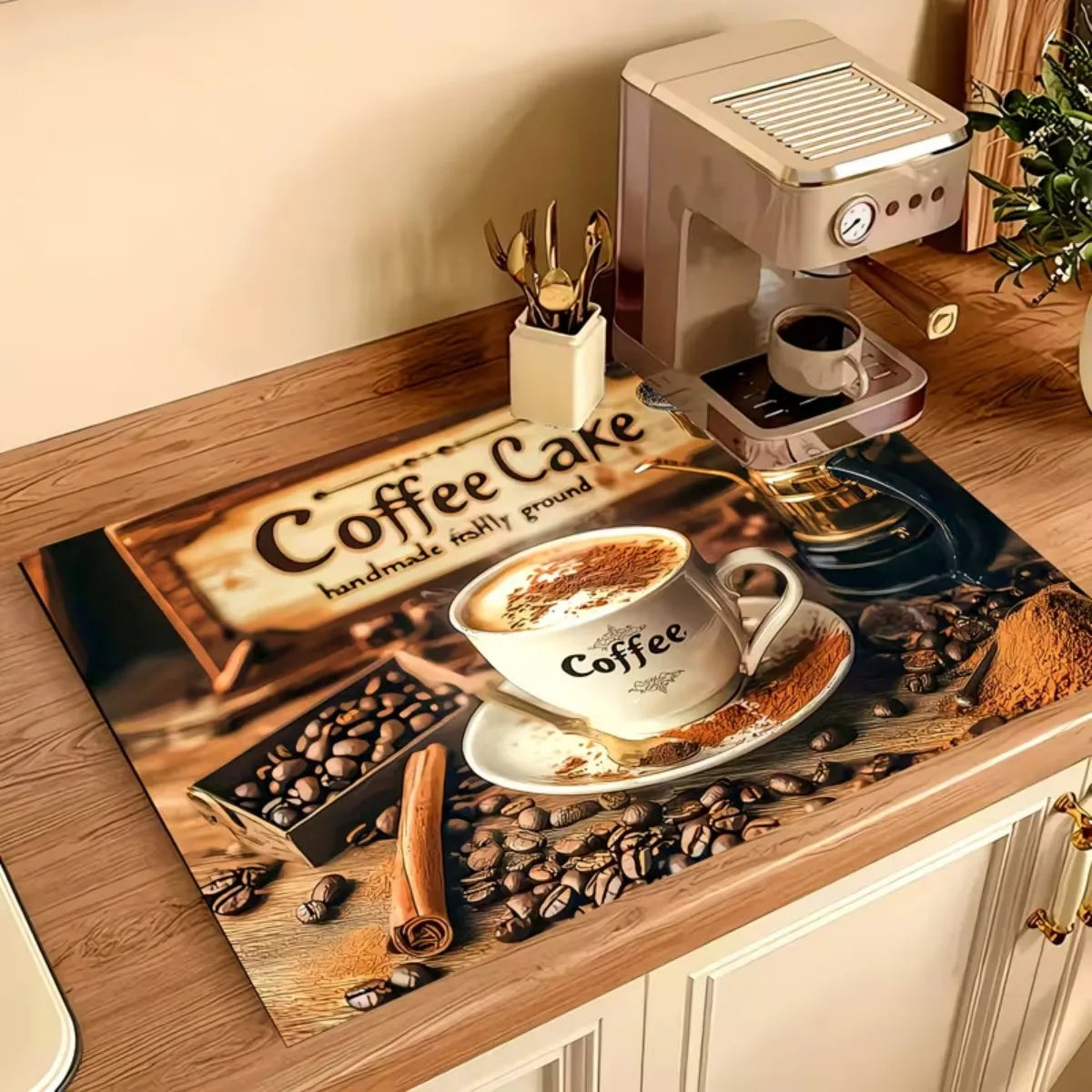 Multi Purpose Square Coffee Mat and Placemat Rubber Bottom Non Slip Water Absorbent Heavy Duty Kitchen Mat