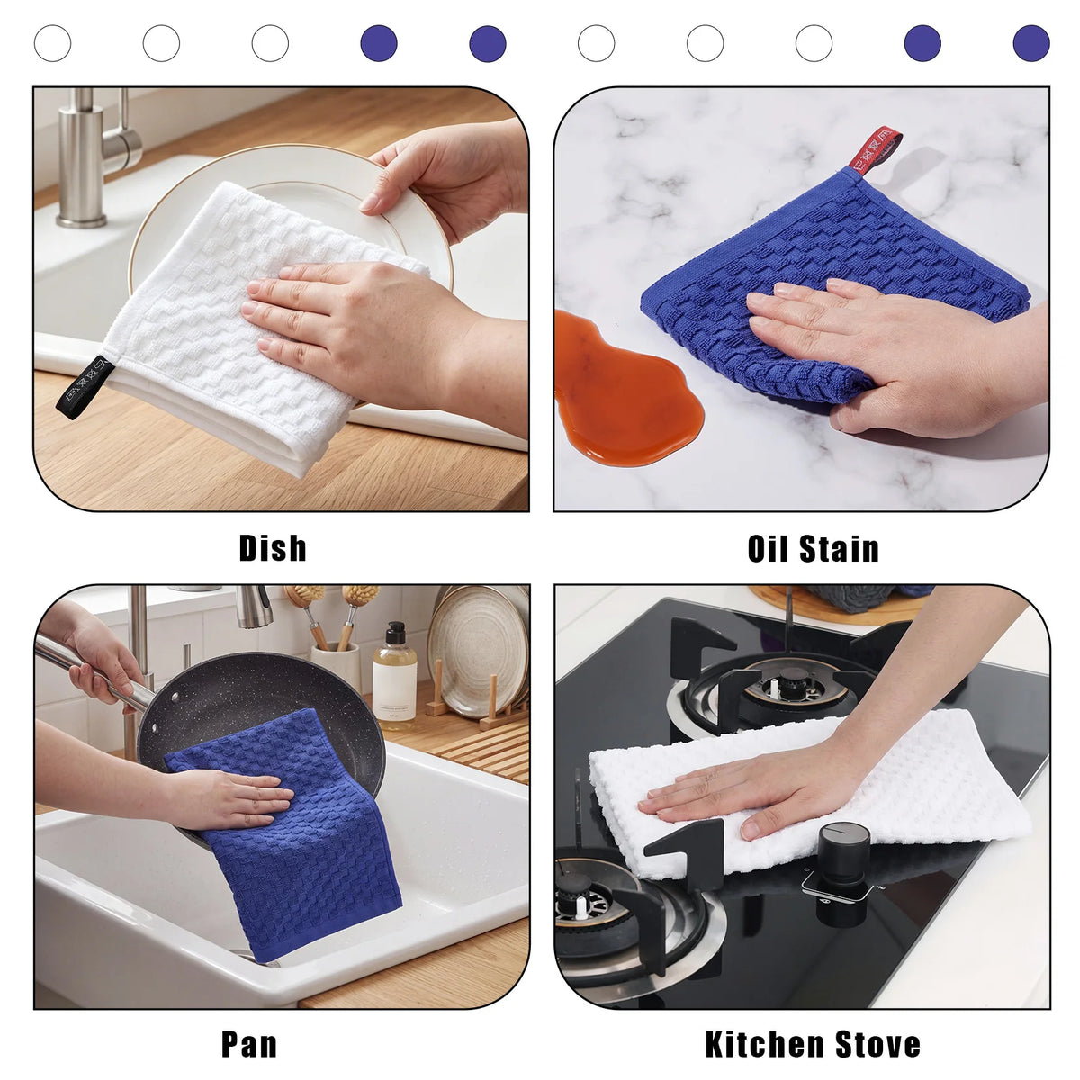 10 PCS Kitchen Towels and Dishcloths Set, 100% Cotton Waffle Weave Super Absorbent Cleaning Cloths