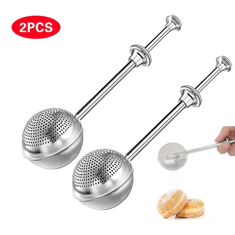 Retractable Powder Vibrator, Flour, Sugar Sieve, Powdered Sugar Semi-drainage Cake Decoration Tools Baking Accessories