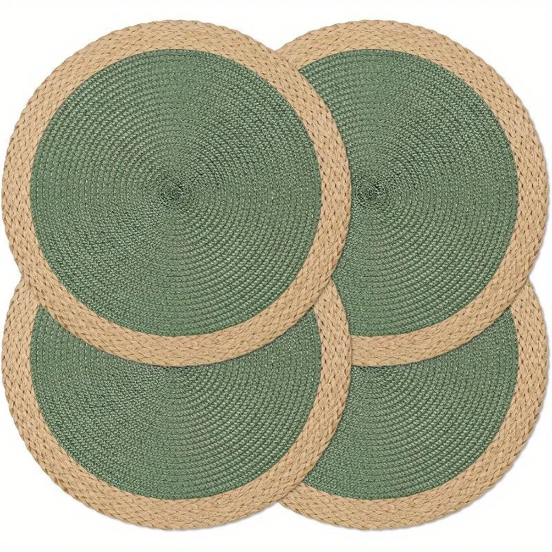 4-Piece Night Flower Round Wooden Placemats, 5.91 Inches, Washable & Heat Resistant, Suitable for Dining Tables, Non-Slip Indoor and Outdoor Placemats, Ideal for Thanksgiving, Christmas and Easter