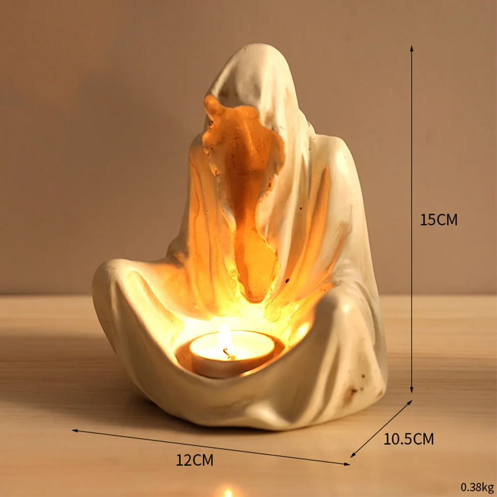 Halloween Ghost Candle Holder Gothic Style Faceless Ghost Candlestick Hell Messenger Statue Candlestick for Home Party Supplies