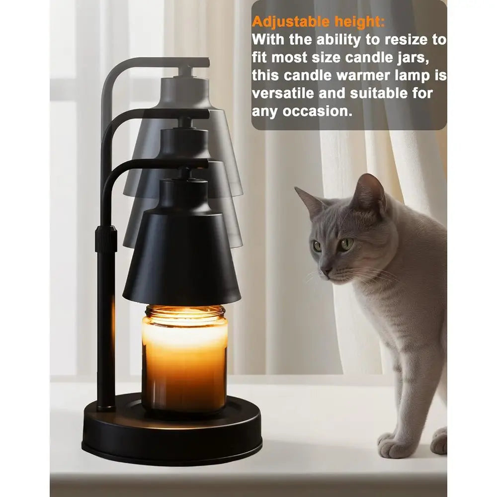 Candle Warmer Lamp with Timer - Adjustable Height & Brightness, 2 Bulbs Included - Wax Melter for Home