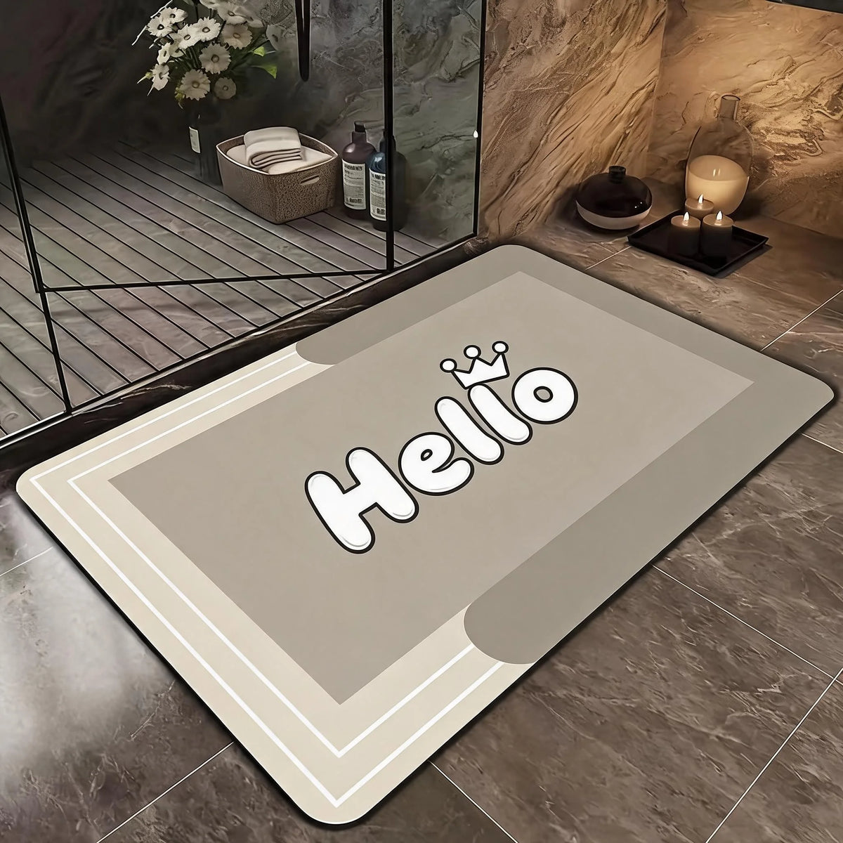 Soft Diatomaceous Earth Bath Mat - Non-slip, Quick Drying,, Geometric Pattern, Hand Washable, Suitable for Bathroom, Entrance, Kitchen, Perfect Home Decor