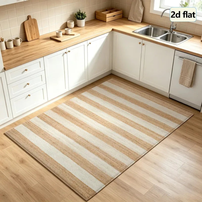 1 Piece of Striped Carpet, Soft and Comfortable, Easy to Maintain, Machine Washable, Indoor Floor Mat, Suitable for Placing under the Table, Suitable for Living Room, Bedroom, Dining Room, Entryway, Home Office, Laundry Room,