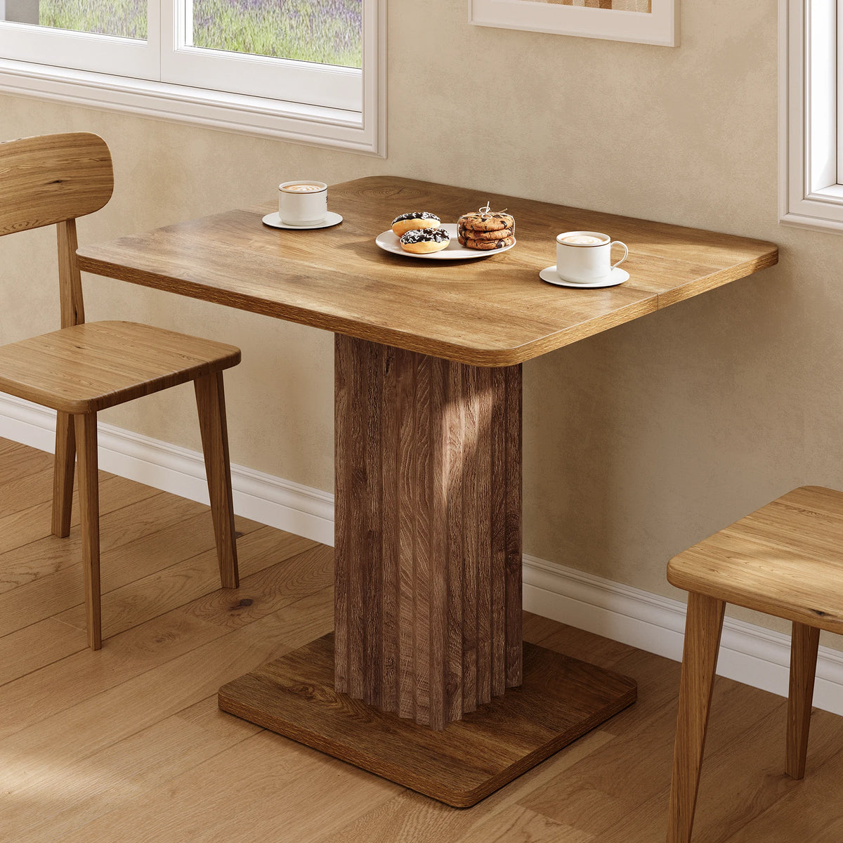 Tribesigns Farmhouse Dining Table With Sturdy Wooden Base