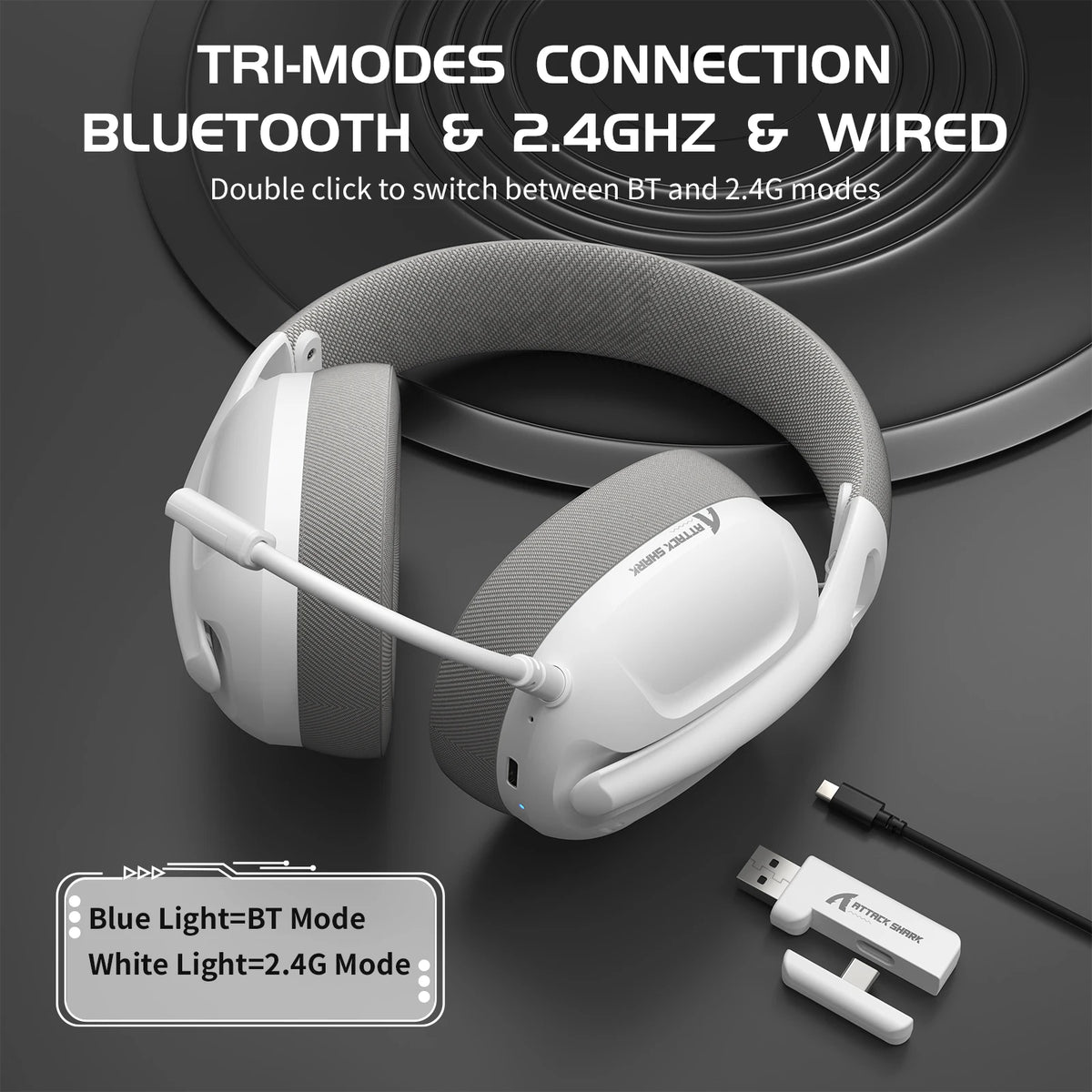 Attack Shark L80 Ultra Light Tri Mode Wireless Gaming Headset