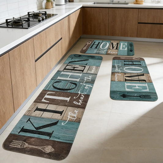 Square Kitchen Mat Non Slip Flannel Rug Super Absorbent Soft Plush Floor Mat for Kitchen Bathroom Toilet Entrance