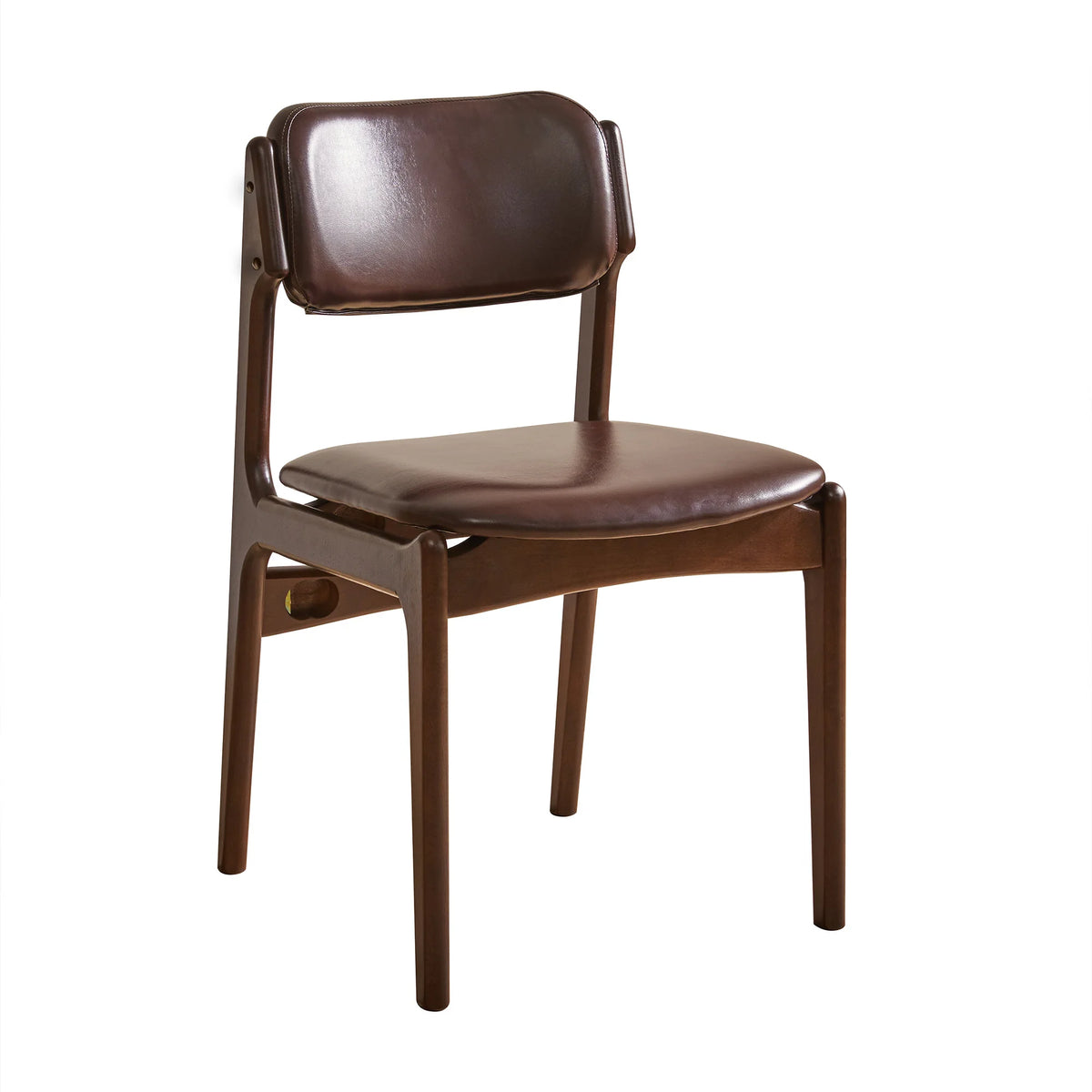 Mid Century Solid Wood Dining Chairs With PU Leather Cushion