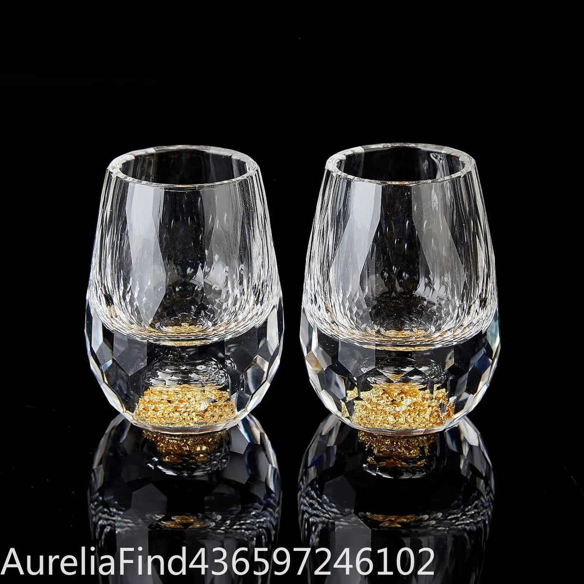 1/2/6Pcs 15ML Crystal Whiskey Glass With Gold‑Foil BPA‑Free Luxury Wine Tumbler For Decoration Collection Celebration Party Gift