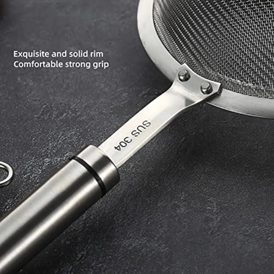 304 Stainless Steel Fine Mesh Strainers for Kitchen, Colander-Skimmer with Handle, Sieve Sifters for Food, Tea, Rice, Oil, Nood