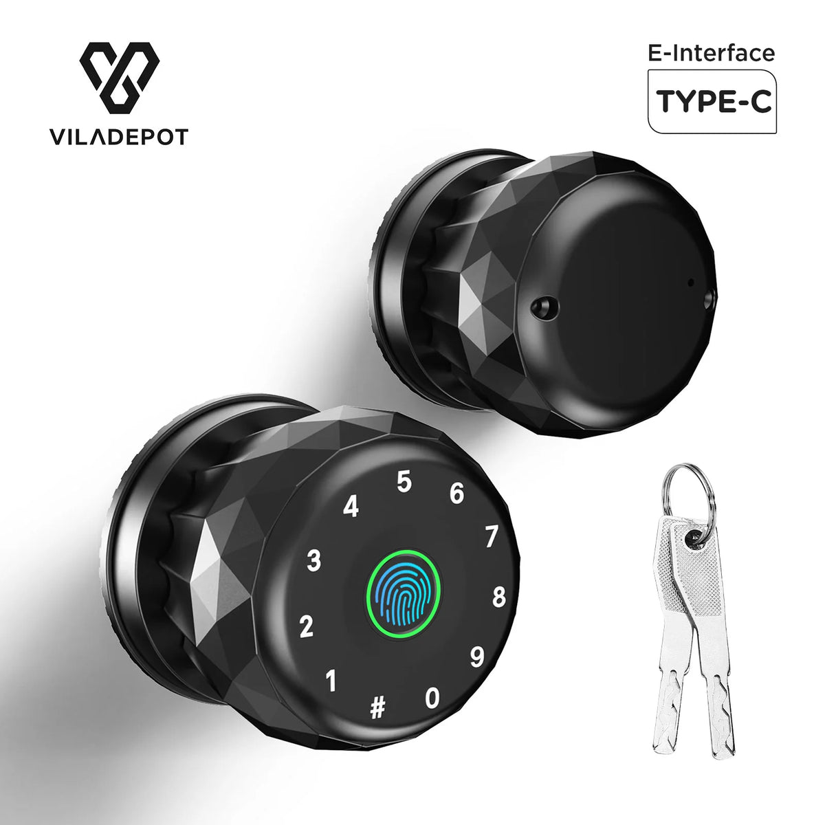 Viladepot Fingerprint Smart Door Lock With Bluetooth App Control