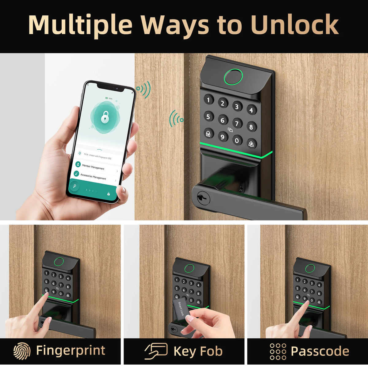 Viladepot Bluetooth Fingerprint Smart Door Lock With Keypad