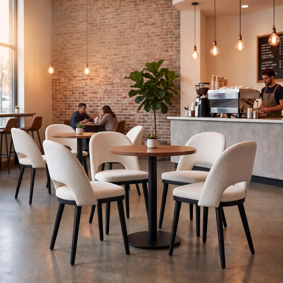 Modern Wooden Dining Chair Set Upholstered Seats Reinforced Legs