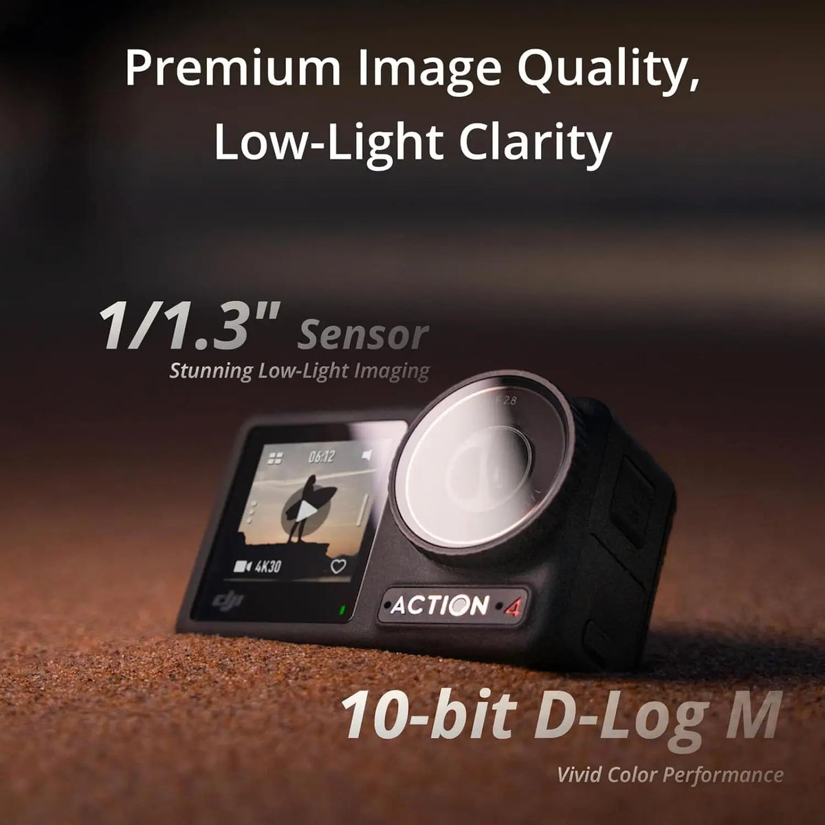DJI Osmo Action 4 Used Waterproof Action Camera 1/1.3" Sensor 4K Video 120fps Low-Light 10-bit D-Log M Vlogging Camera