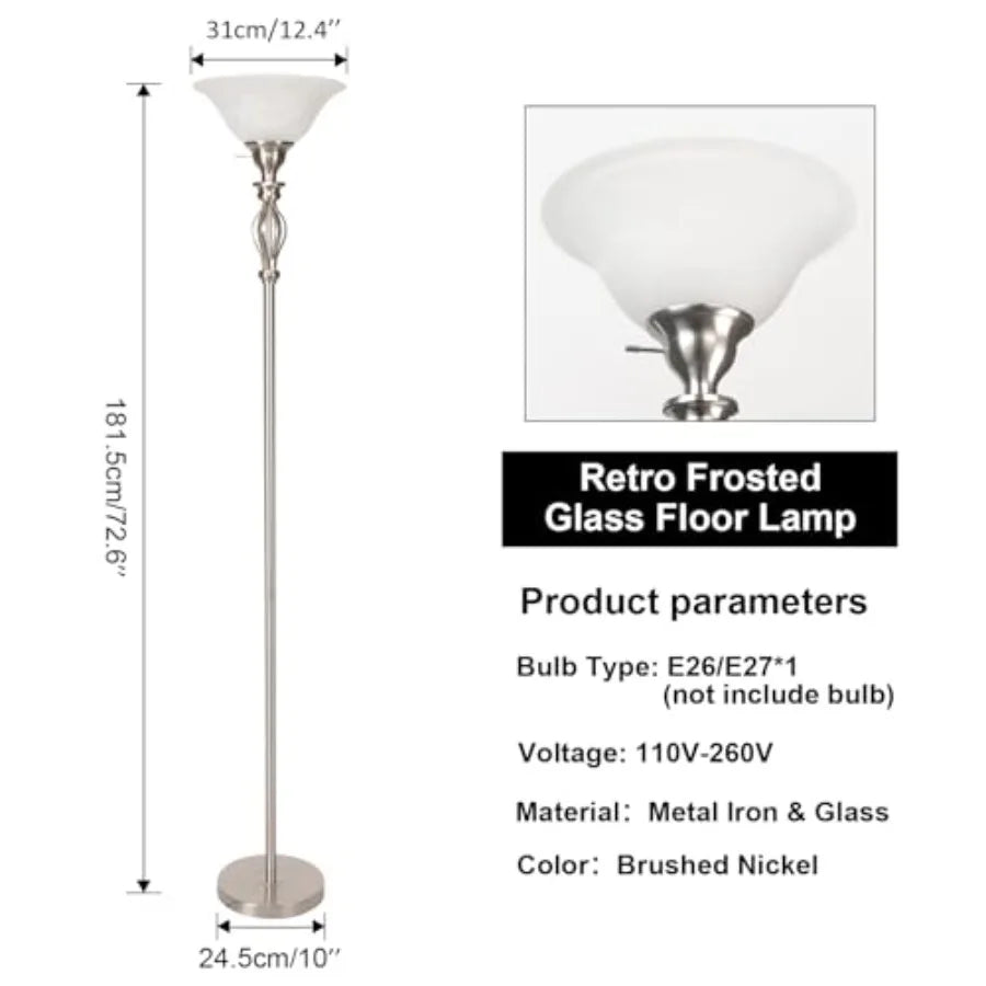 Torchiere Floor Lamps for Living Room, Standing Lamp with White Alabaster Glass Shade, Corner Floor Lamp Pole Lamp - Elegant Fl