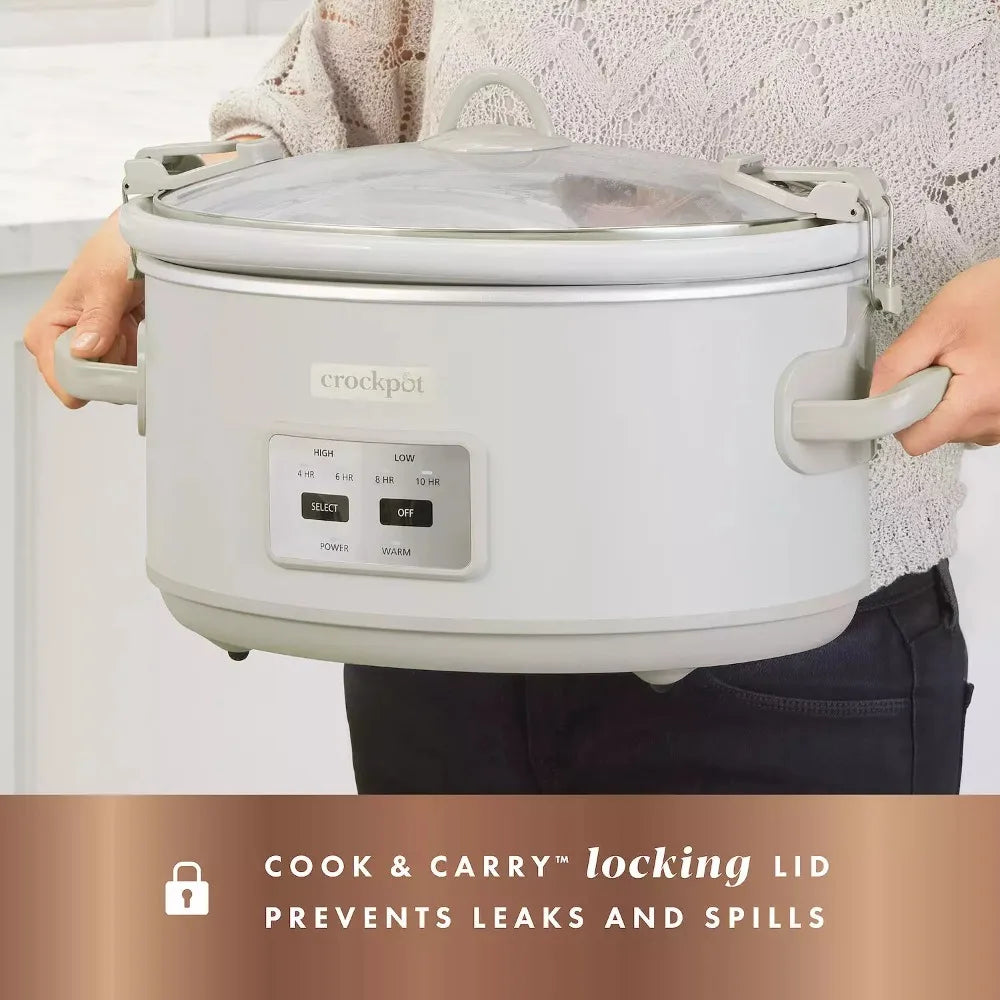 7 Quart Touch Control Slow Cooker 4 Cooking Settings Lockable Lid Home Kitchen Cooking Appliance