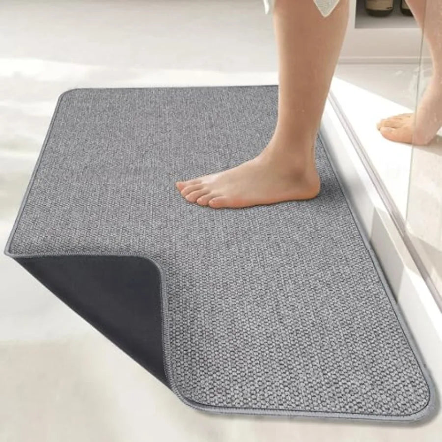 Bath Mat, Ultra Thin Bathroom Rugs, Rubber Bath Mats for Bathroom, No Slip Bath Rugs, Quick Dry, Machine Washable, Low Pile, Ab