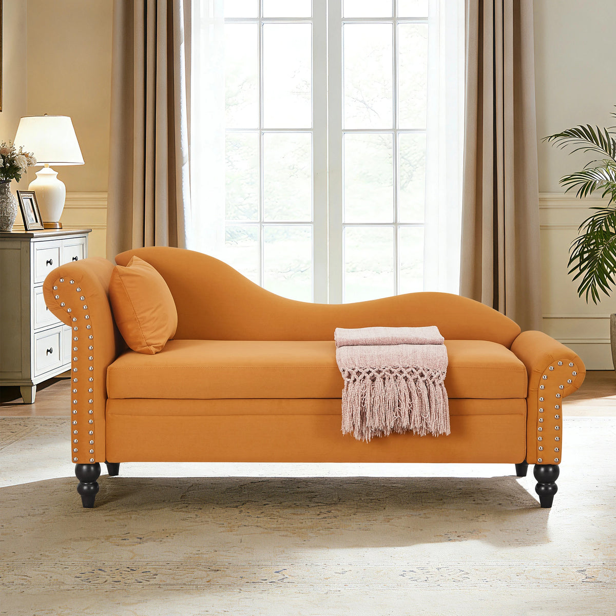 64.5-inch Modern Velvet Sofa With Storage Function Featuring a Left Armrest And Backrest Suitable For Living Room Bedroom and Office