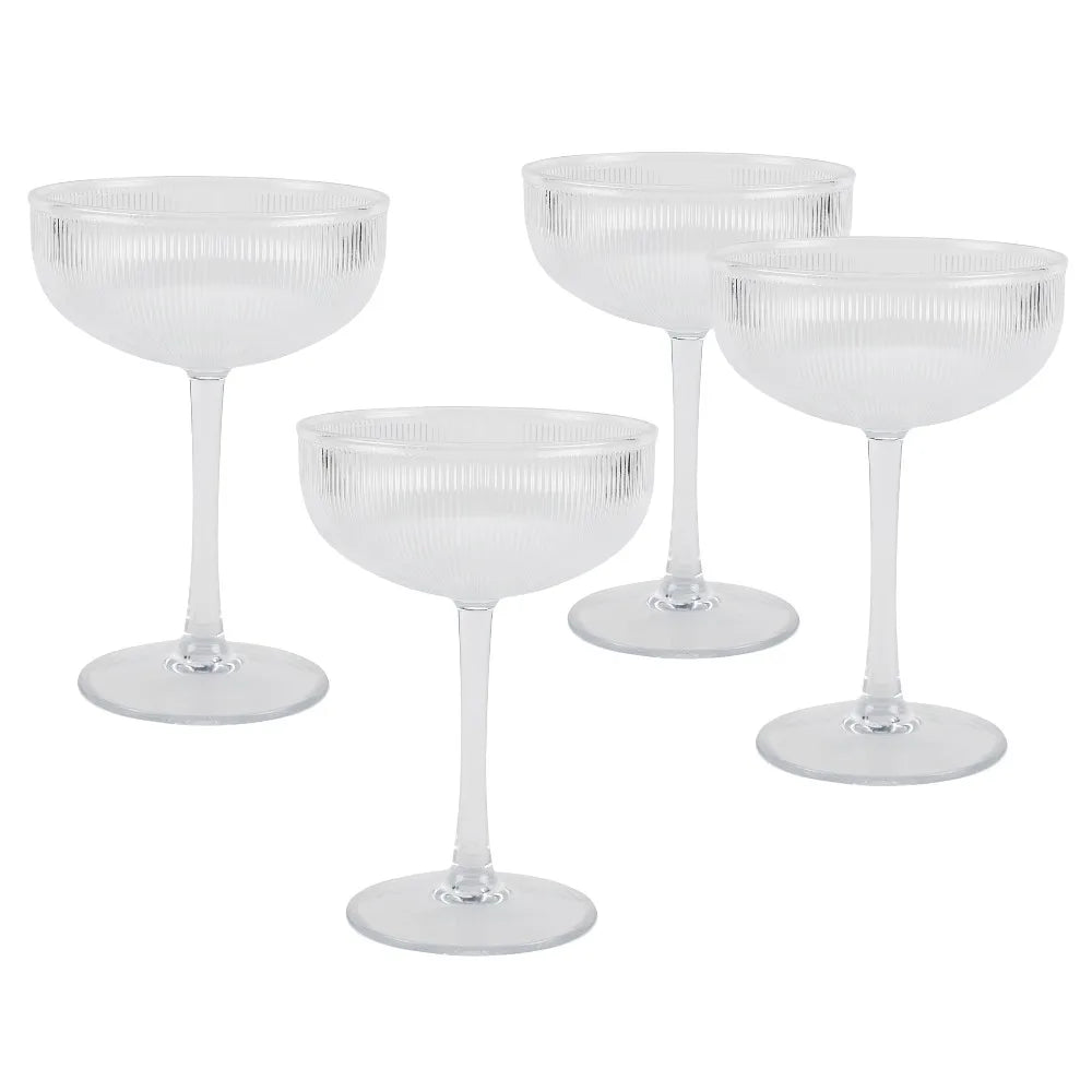 Better Homes & Gardens 4-Piece Clear Ribbed Tritan Coupe Glass Set