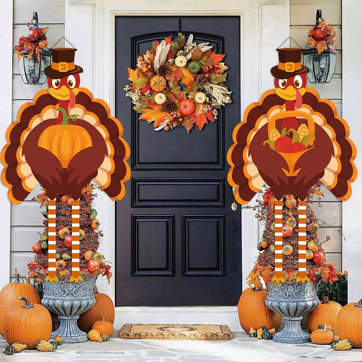 Thanksgiving Turkey Banner Pumpkin Corn Harvest Party Decoration