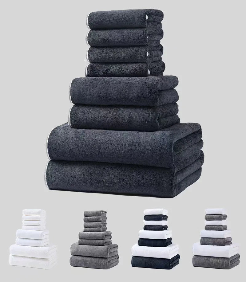8 Piece Towels Set, 2 Extra Large Bath Towels, 2 Hand Towels, 4 Washcloths, 100% Cotton, Lighter Weight, Quicker To Dry, Super Absorbent, Perfect Bathroom Towels Set