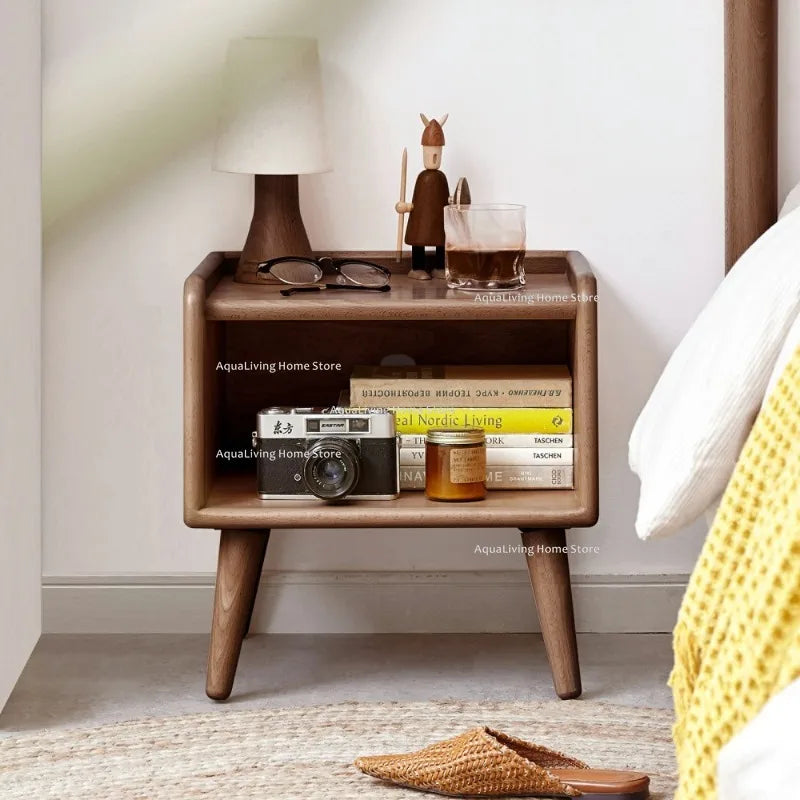 Pure Solid Wood Bedside Cabinet Modern Simple Nightstands European Beech Bedside Cabinet Nordic Bedroom Solid Beech Storage JT40