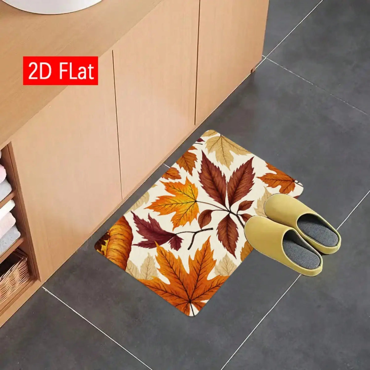 2D Flat Leaf Autumn Pattern Printed Door Mat, Soft And Comfortable Fleece Carpet, Indoor/Outdoor Entrance Rug, Home Entrance Carpet, Suitable For Doorway