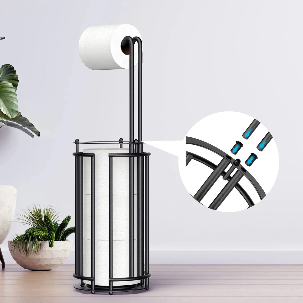 Tool-Free Freestanding Bathroom Toilet Paper Storage Rack