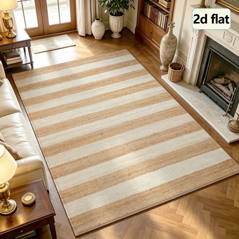 1 Piece of Striped Carpet, Soft and Comfortable, Easy to Maintain, Machine Washable, Indoor Floor Mat, Suitable for Placing under the Table, Suitable for Living Room, Bedroom, Dining Room, Entryway, Home Office, Laundry Room,