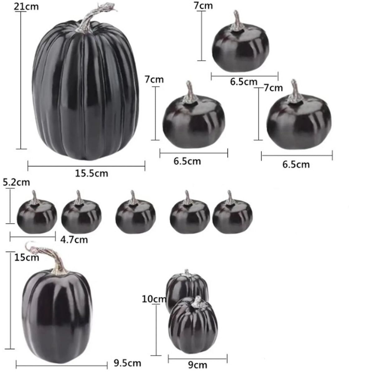 14Pcs Black Foam Faux Pumpkins Set, Lightweight Reusable Artificial Pumpkins Ornaments for Fall Halloween Thanksgiving Home Tabletop Mantel Shelf DIY Festival Decoration