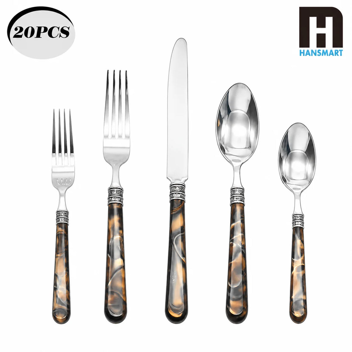 Barenthal Vintage Sandstone Handle Stainless Steel Flatware Set Silverware