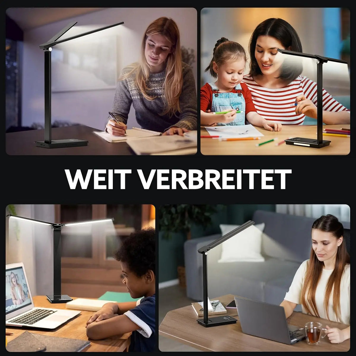 Double Head LED Desk Lamp 13W USB Power 88 LEDs Foldable Reading Light 5 Color Modes Dimmable 3000K-6000K Portable Table Lamp Adjustable Eye-Caring for Home Office Study Bedroom Dorm Living Room