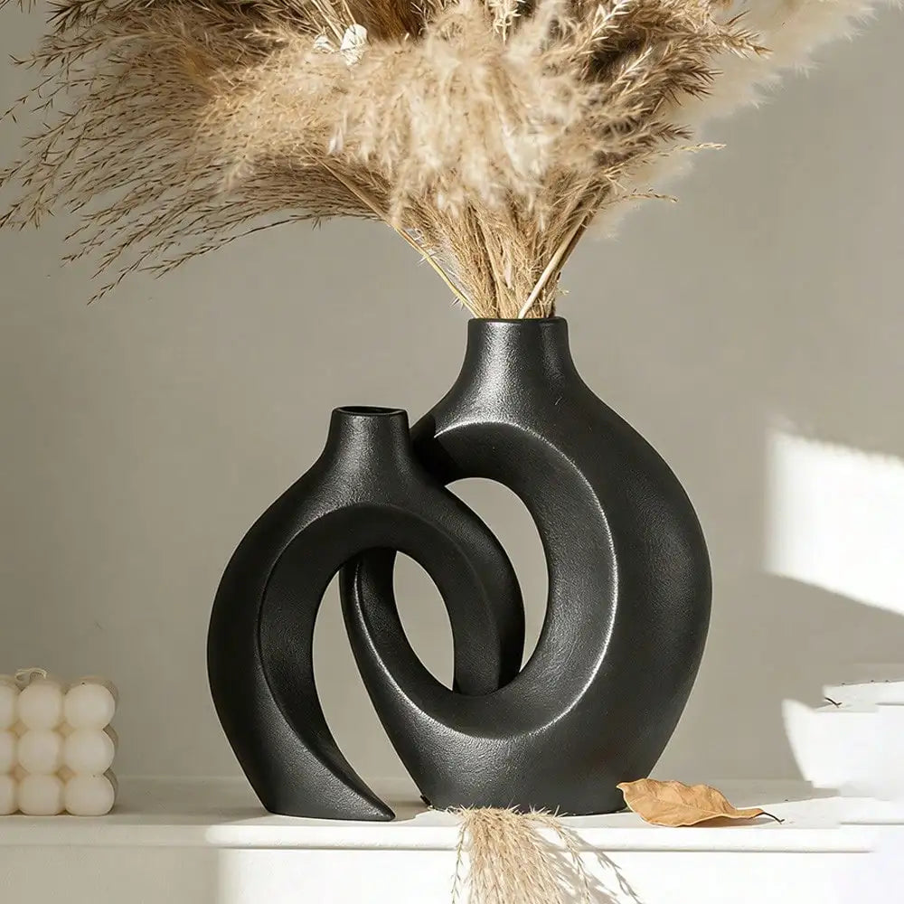 Premium Matte Texture Plastic Vase - Elegant Home Decor, Suitable For Fresh Cut Flowers / Dried Flowers, Plastic Material, Water-Resistant, Ideal For Living Room Decoration Vase, Office Decoration Dried Flower Vase, sh2601171
