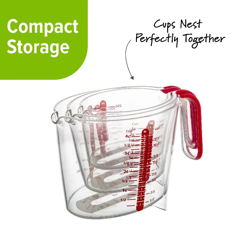 3 Piece Liquid Measuring Cup Set with Easy Read Measurements