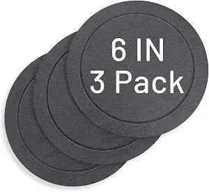 3Pcs/Set Diatomaceous Earth Plant Saucer Set, 3 Pack, Gray, 6 or 8 Inch Diameter, Indoor Outdoor Planter Drip Tray with Non-Slip Pads