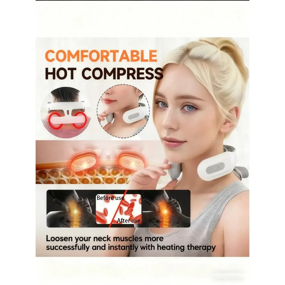 Four heads Adjustable USB Charging Neck Massager Heating Function Breathing Light For Neck Pain Relief And Relaxation